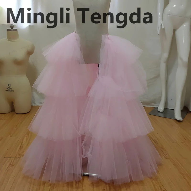 Mingli Tengda Pink Removable Train Kids Catwalk Tulle Skirt Petticoat Children Petticoats For Flower Girl Jupon Rockabilly