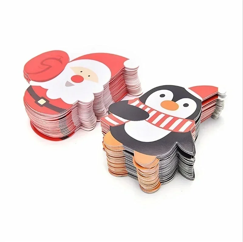 50Pcs Lot Christmas Cute Lovely Penguin and Santa Claus Candy and Lollipop Decoration Diary Stickers Gift Package Decor Cards