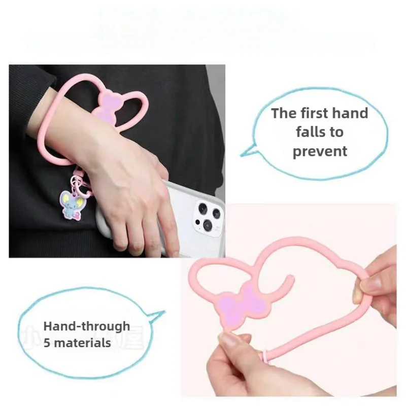 Sanrio Hello Kitty cute and sweet mobile phone pendant Kulomi cartoon hollow soft silicone anti-lost bracelet pendant