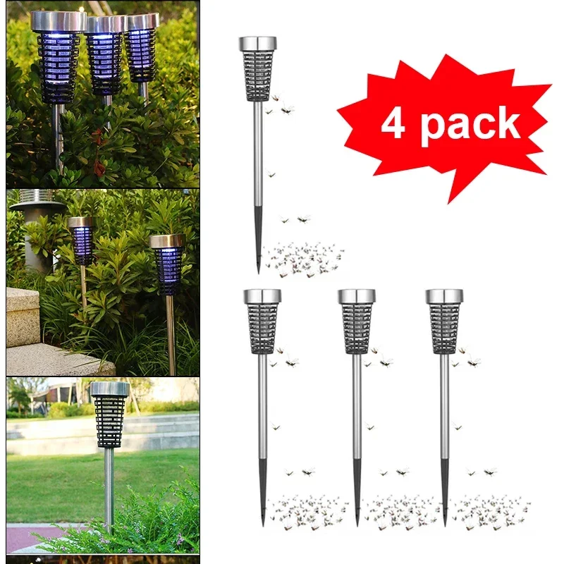 Solar Bug Zapper Waterproof Mosquito Zapper Outdoor LED Light Fly Zapper Mosquito Killer Lighting Lamp For Patio Garden Pathway