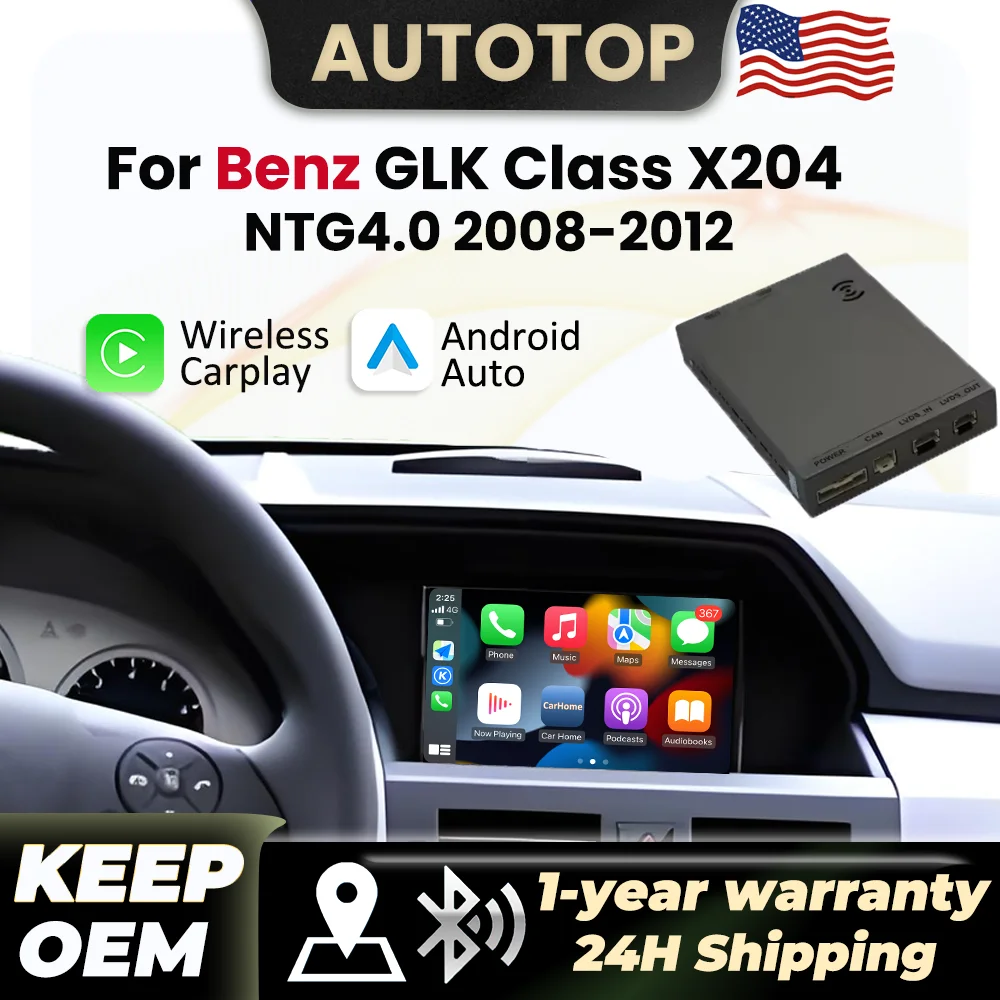 Wireless Apple CarPlay Android Auto Module For Mercedes-Benz GLK Class X204 2008-2012 NTG4.0 NTG 4.0 Mirror Link Bluetooth AUX Car Decoder