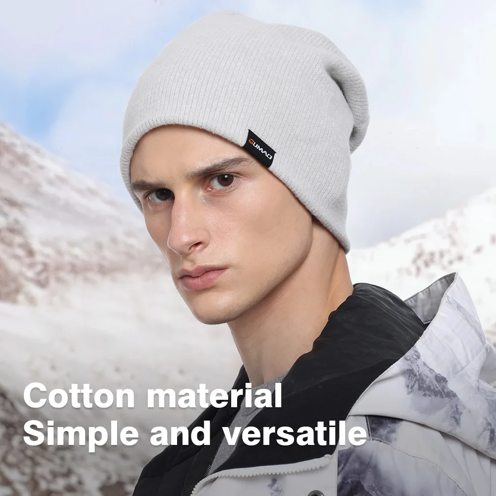 Solid Beanie Cap Warm Ear Cover Soft Knitted Hat Bandana Hedging Cap Autumn Winter Outdoor Sports Running Hiking Ski Hat Unisex