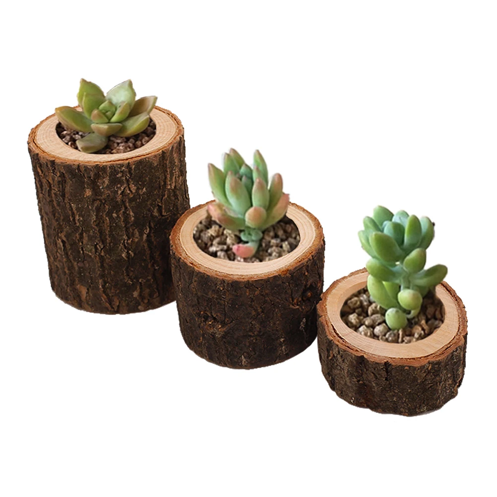 

3pcs Wooden Holders Decorative Desktop Adornment Chic Candlestick for Home Party Wedding Decoration Brown