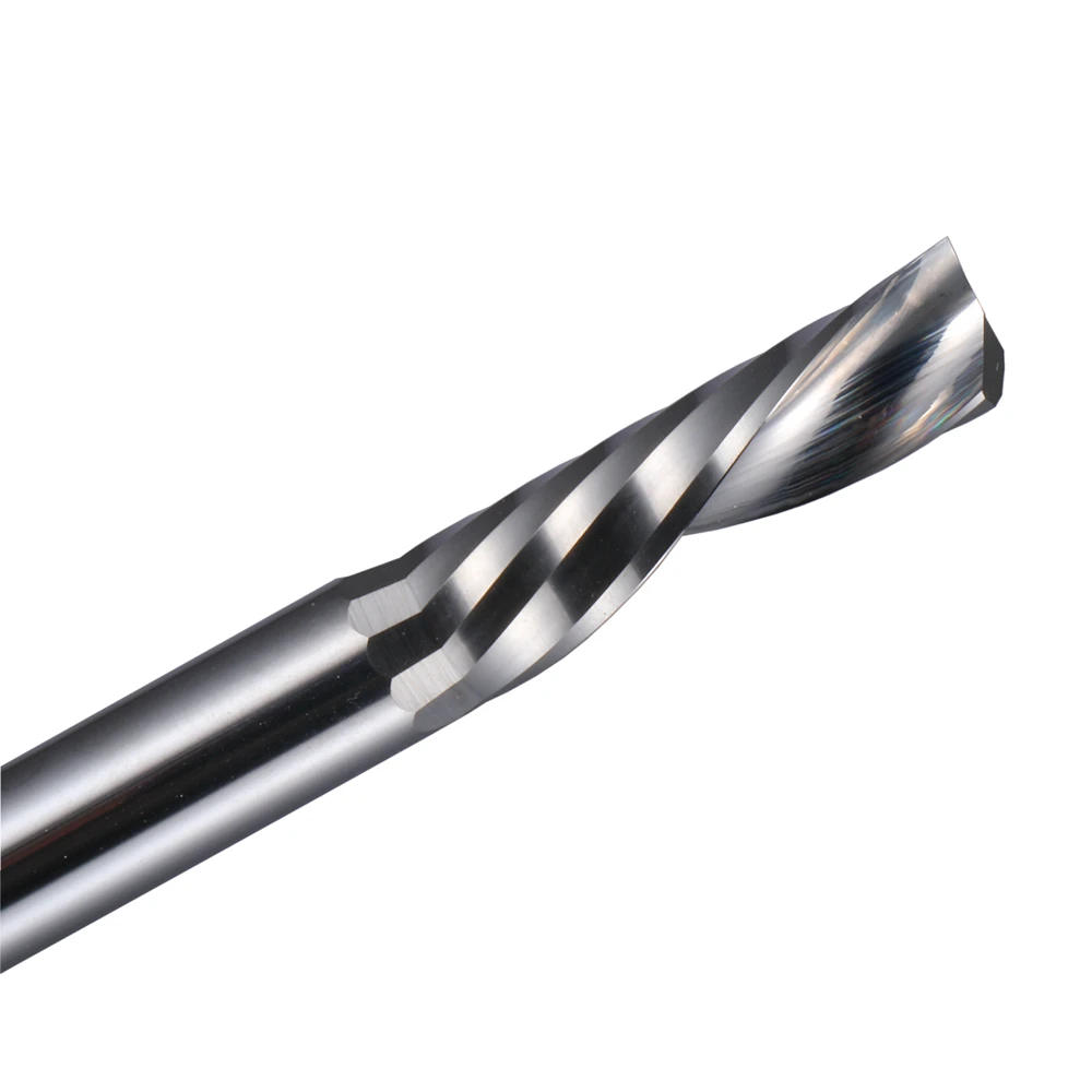 RU 1pcs 3.175/4/5/6/8mm AAA One Flute Router bit Left Spiral carbide milling cutter down cut CNC end mill for Wood  MDF Plastic