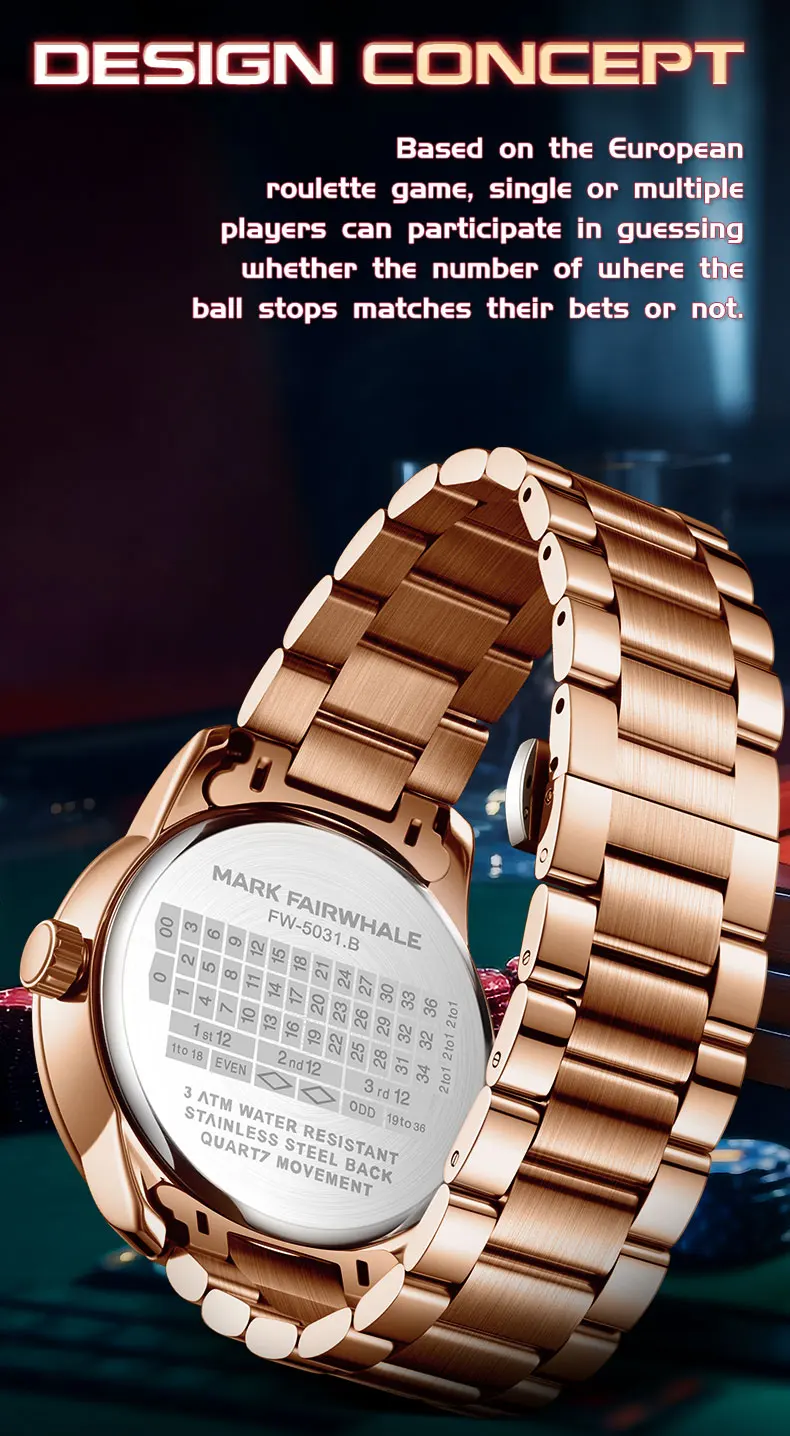 Mark Fairwhale 5031 Herren-Quarzuhr mit lustigem Design, eingelassenem Rad, arabischen Ziffern, rotierendem Zifferblatt, Roulette-Uhr, Herrenuhr, Reloj – Detail 10