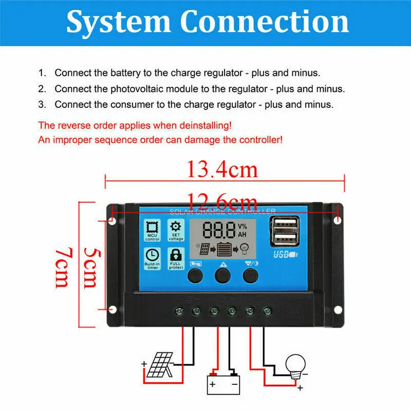 50W Solar Panel Kit Mono Crystalline Charger With 40A Solar Charge Controller + Clip For Home Camping Outdoor Lighting Motorhome