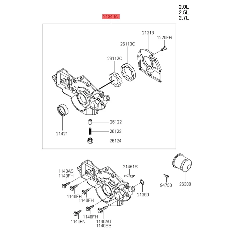 2131037100 Engine Oil Pump For Hyundai Santa Fe Tucson Sonata 2.7 Kia Optima Sportage 2.7 21310 37100