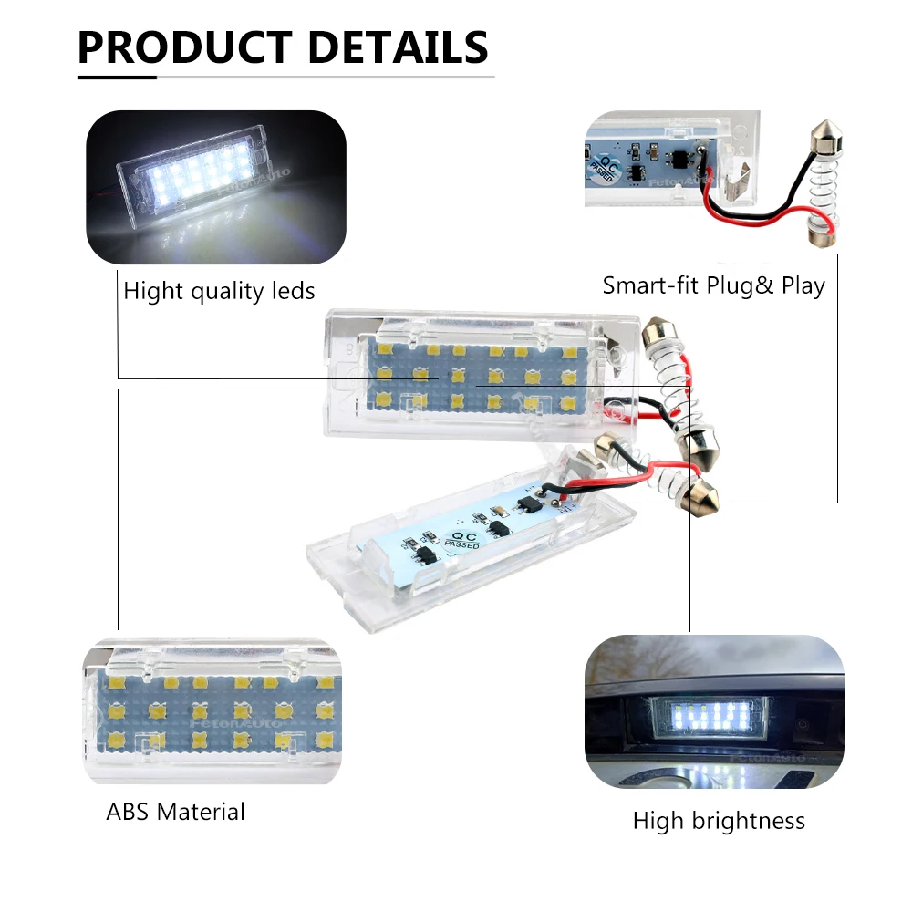 LED License Plate Light Number License Plate Light 18 SMD For BMW X5 E53 2001-2006 X3 E83 2004-2009