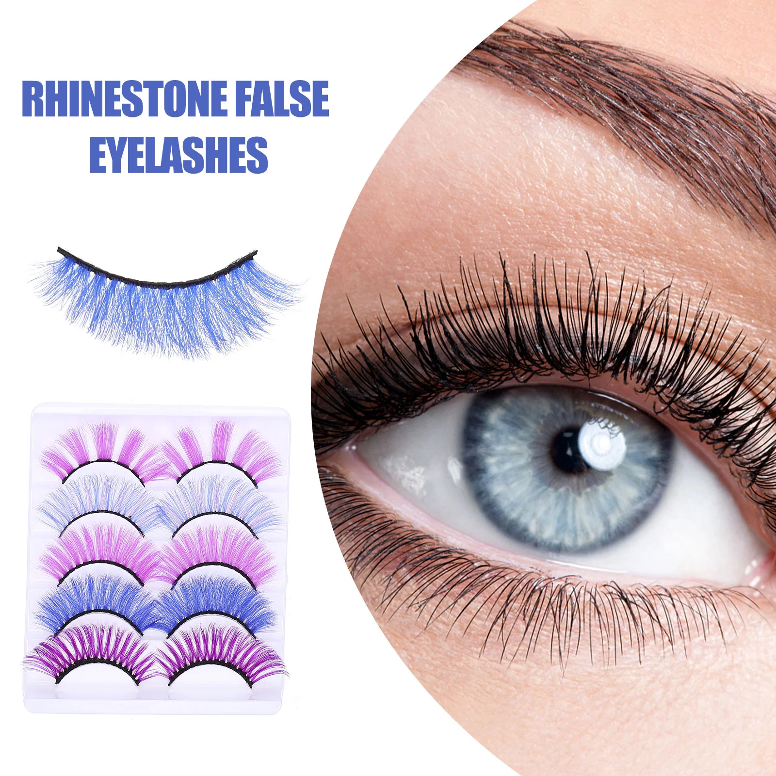 5 أزواج من الرموش الصناعية الملونة، لوازم تمديد المكياج، ملابس نسائية كثيفة تقليد صناعي