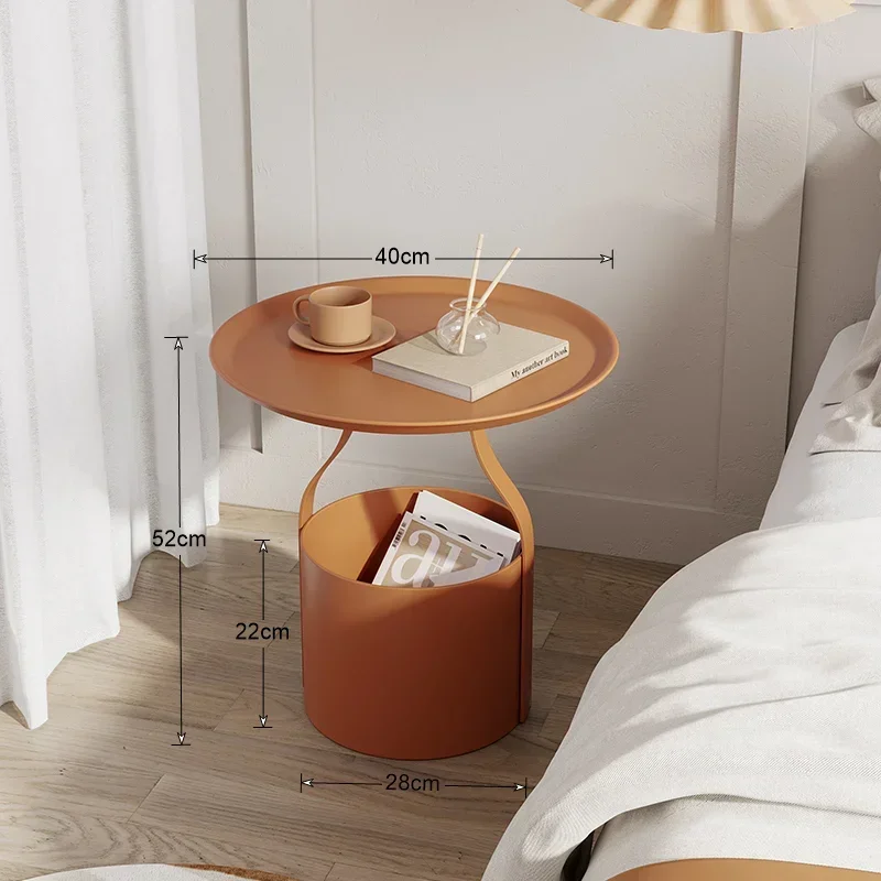 Nordic Minimalist Bedside Table Movable Balcony Small Coffee Table Simple Iron Storage Bucket Mesas Living Room