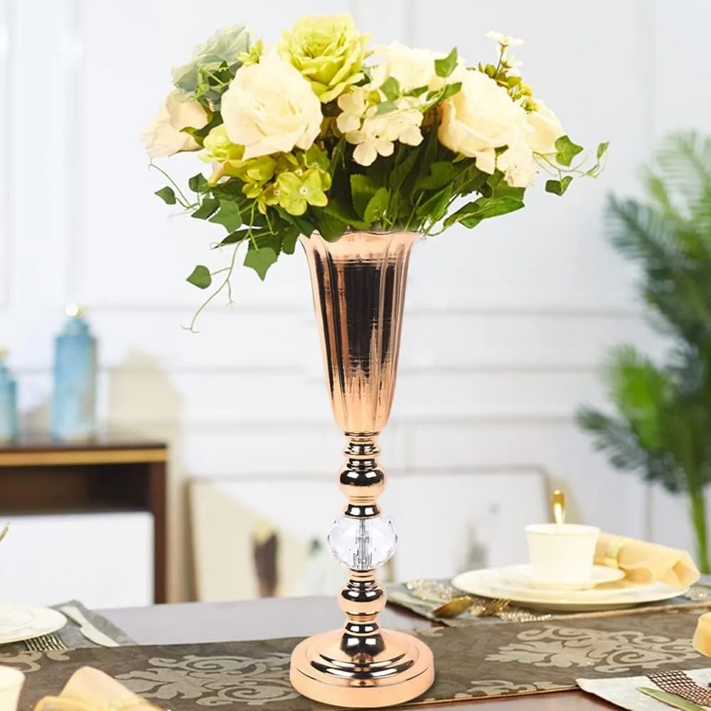 Gold Iron Flower Vase Large Luxury Table Flower Vase Urn Vase Elegant Wedding Centerpieces Flower Stand Vase for Home Decor