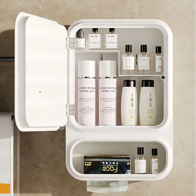 Multifunctional Bathroom Accessories Wall Mounted Storage Rack Dustproof Bathroom Organizer Rust Proof Shelf Home Household
