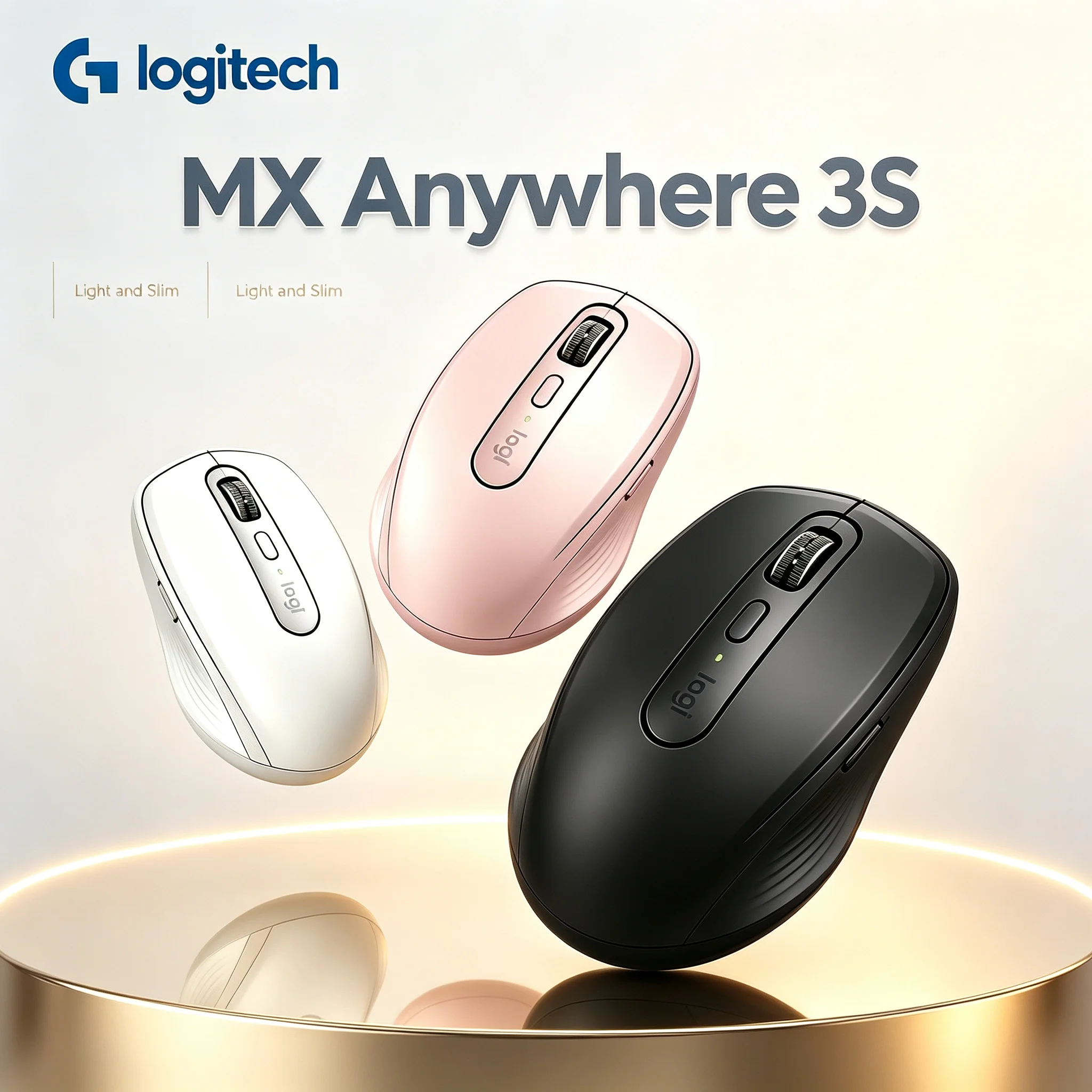 Logitech MX Anywhere 3S Quiet Click Wireless Bluetooth Mouse Ergonomic Business Office Rechargeable Mice