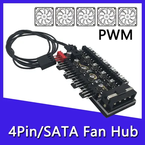 1 ~ 10 허브 SATA/4PIN PC CPU 쿨러 팬 허브 PWM 분배기 냉각 팬 허브 PWM 컨트롤러 어댑터