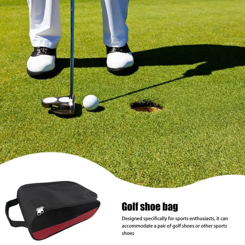 Portable Golf Shoe Bag Oxford Cloth Shoes Carrier Bags Handbag Dustproof Travel Shoe Storage Bag for Travel Golfing Camping