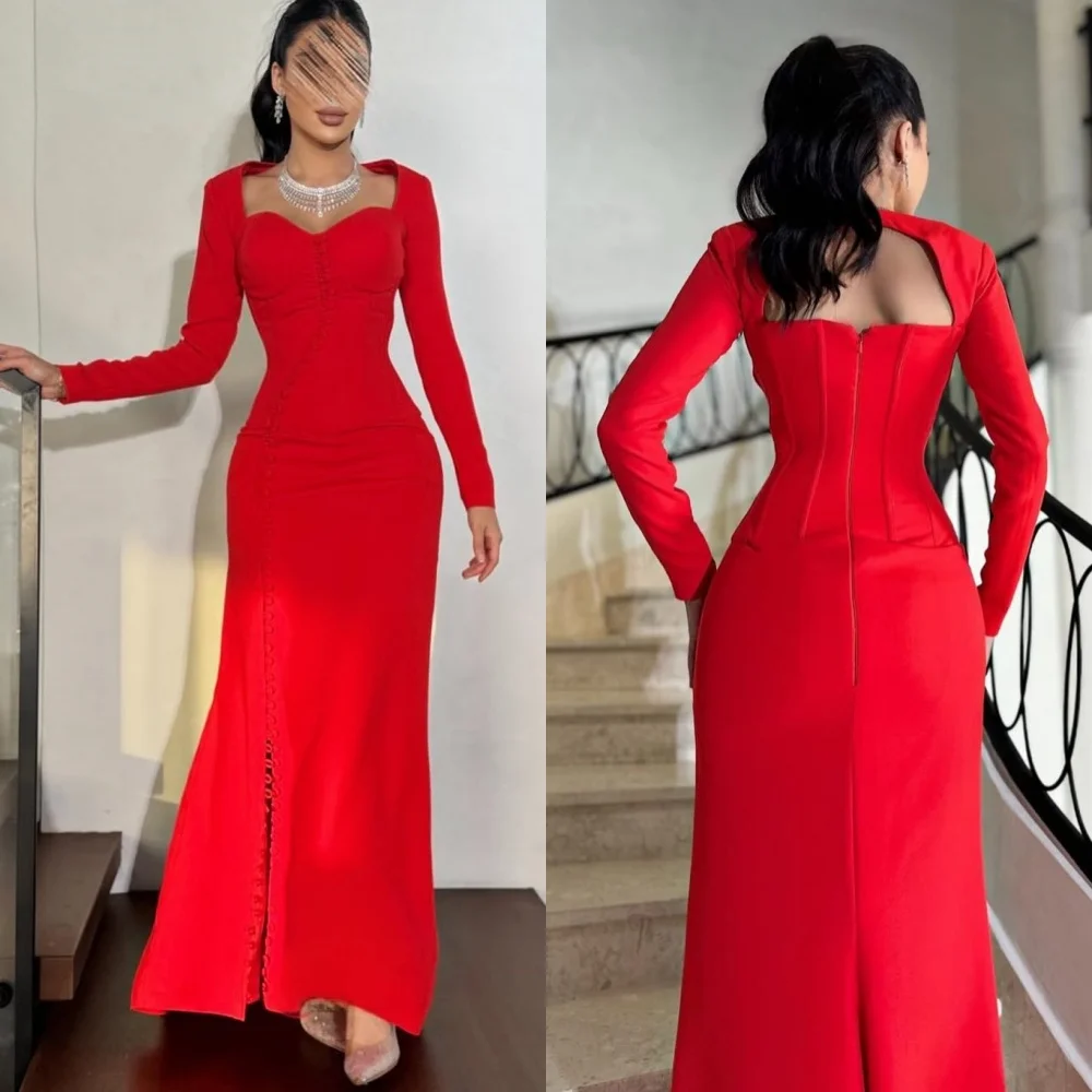 

Customized Matching Jersey Pleat Button Trumpet Sweetheart Long Dresses Bespoke Occasion Party High Quality Formal