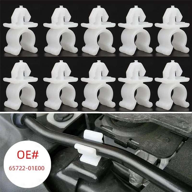 10x Auto Accessories Car Fastener Hood Rod Holder Clip for Pathfinder Nissan Navara Skyline X-Trail T30 Car Interior 65722-01E00