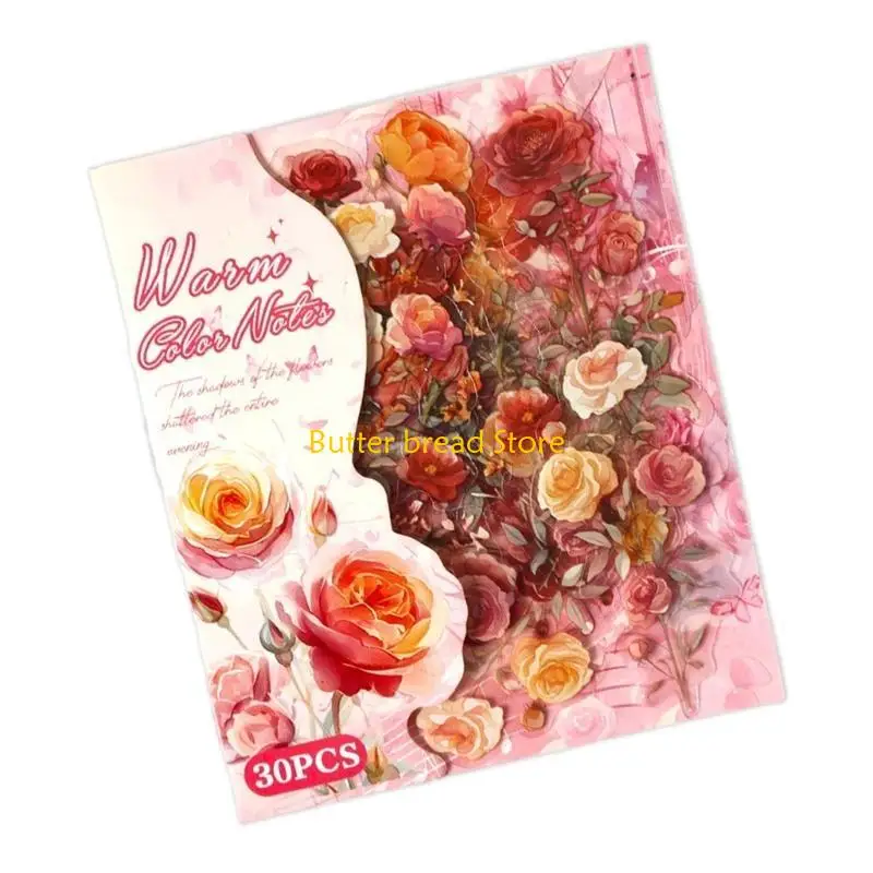 W89C 15 Sheets Flower Theme Adhesive Labels Tear Resistant