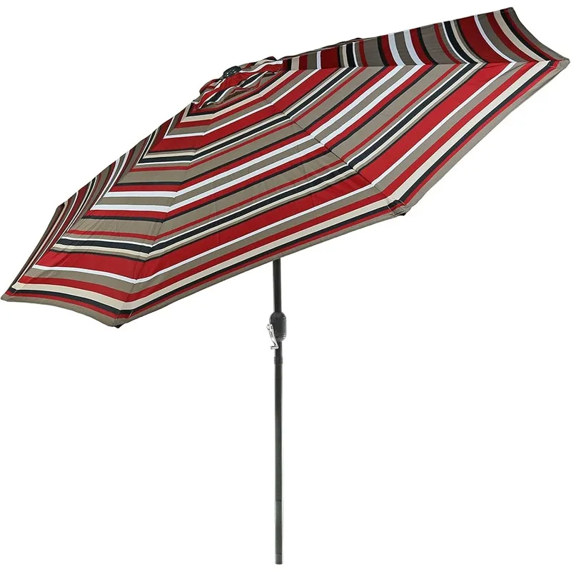 9-Foot Patio Umbrella with Push Button Tilt and Crank - Aluminum Pole with Polyester Canopy