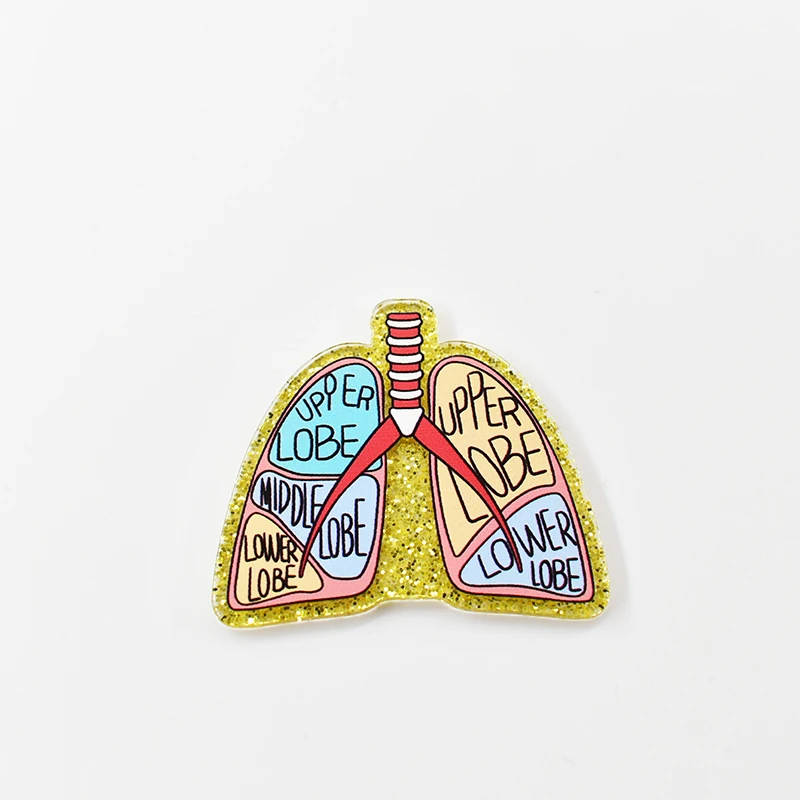 10PCS Simulated Heart Sternum Glitter Acrylic Charms Pendant Fit DIY ID Card Badge Holder Jewelry Making Hospital Worker Gift