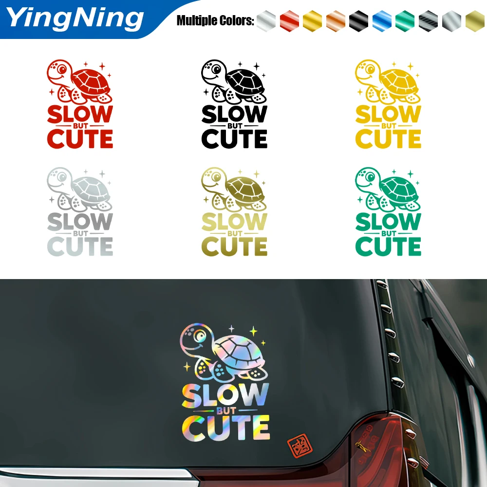 

Funny Slow But Cute Turtle Car Sticker Holographic Laser Reflective Vinyl Decal Waterproof Auto Exterior Decor Accessories