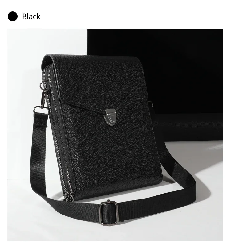 Doppellagige Umhängetasche, neutrale Business-Geldtasche, Umhängetasche aus PU-Leder – Detail 14