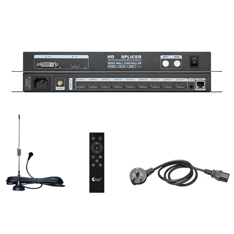 AMS-HVS-C9 Video Wall Controller 3x3 HD Splicing Processor 9 HD Outputs Dual Inputs with Audio Sync and 180° Rotation