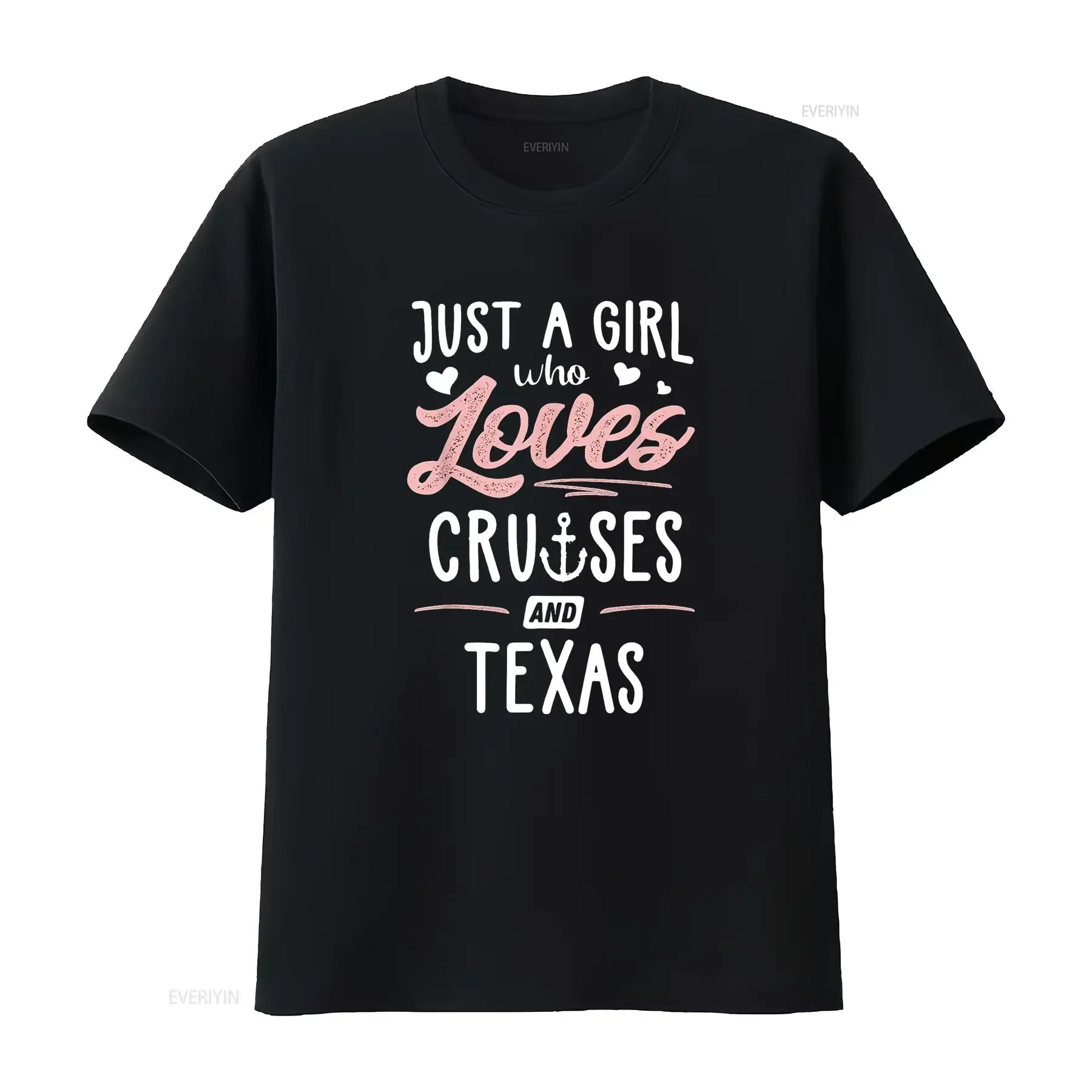 

Женская футболка Just A Girl Who Loves Cruises And Texas, черная, 2 шт., большая винтажная, универсальная, слегка дизайнерская одежда