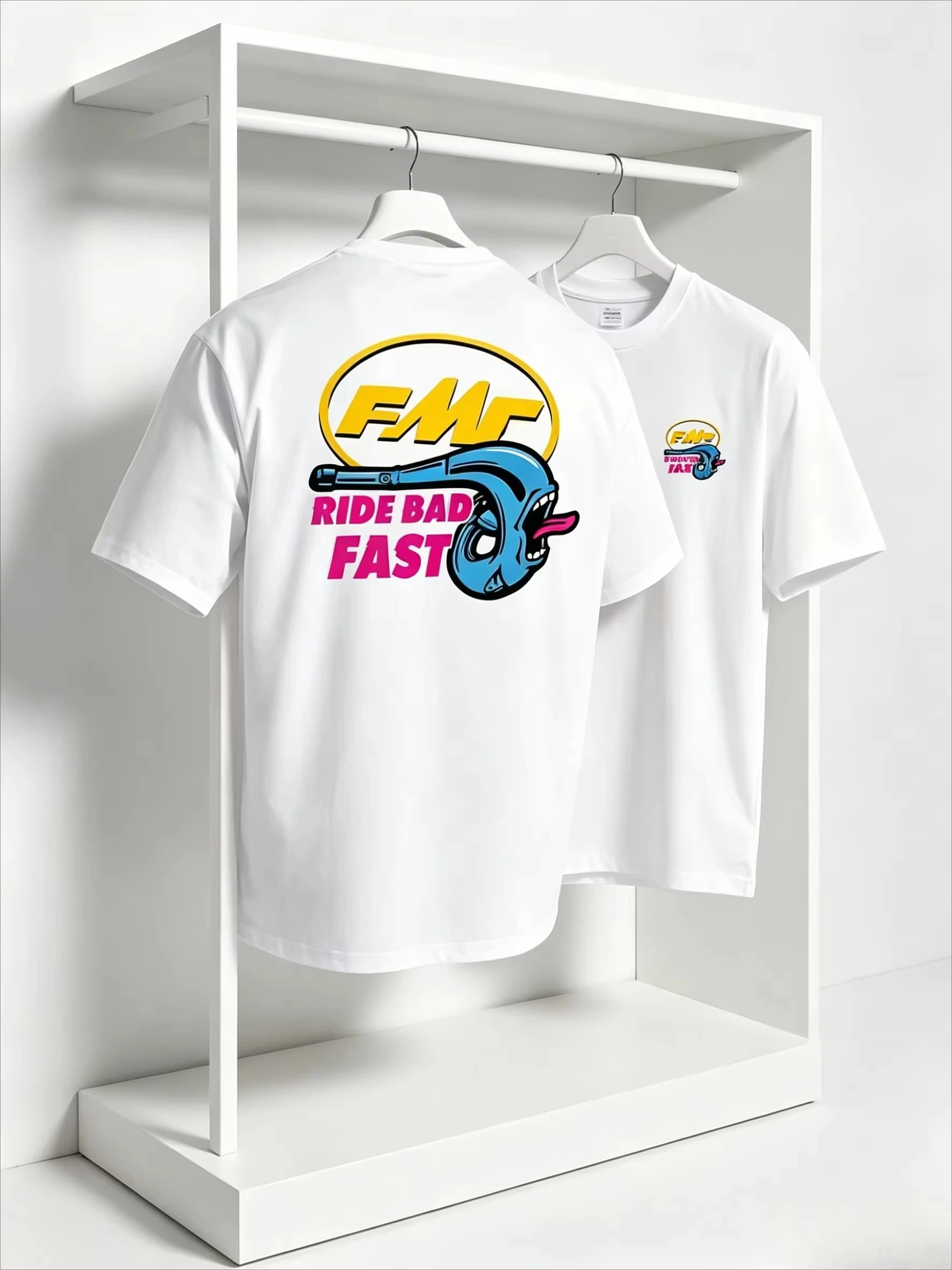 Off White Streetwear Brand - เสื้อยืดลายกราฟิก White The Scream Ride Bad