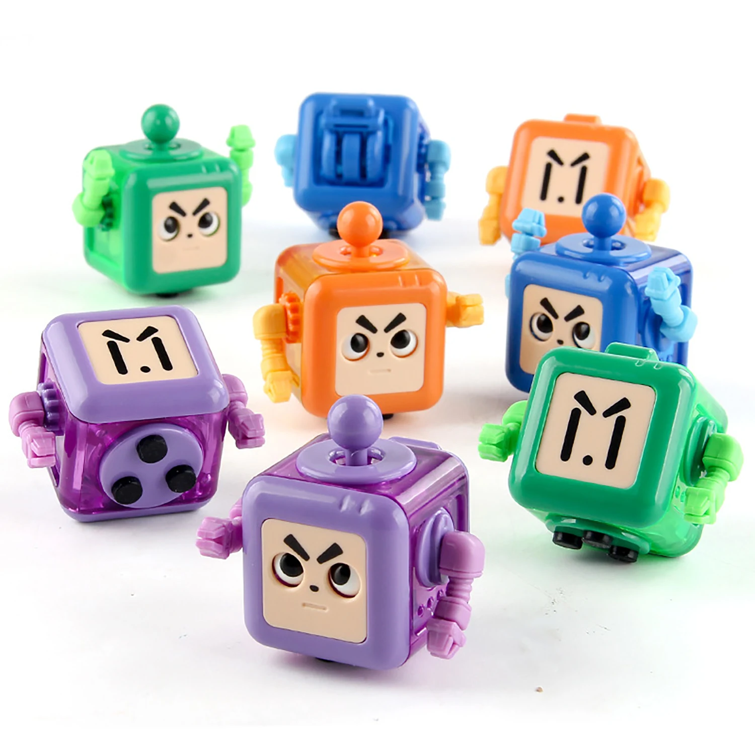 

New and Unique Toys for Children's Stress Reducing Robots, Cute and Fun Expressions, Dice Rotation, 6-sided Finger Pinching