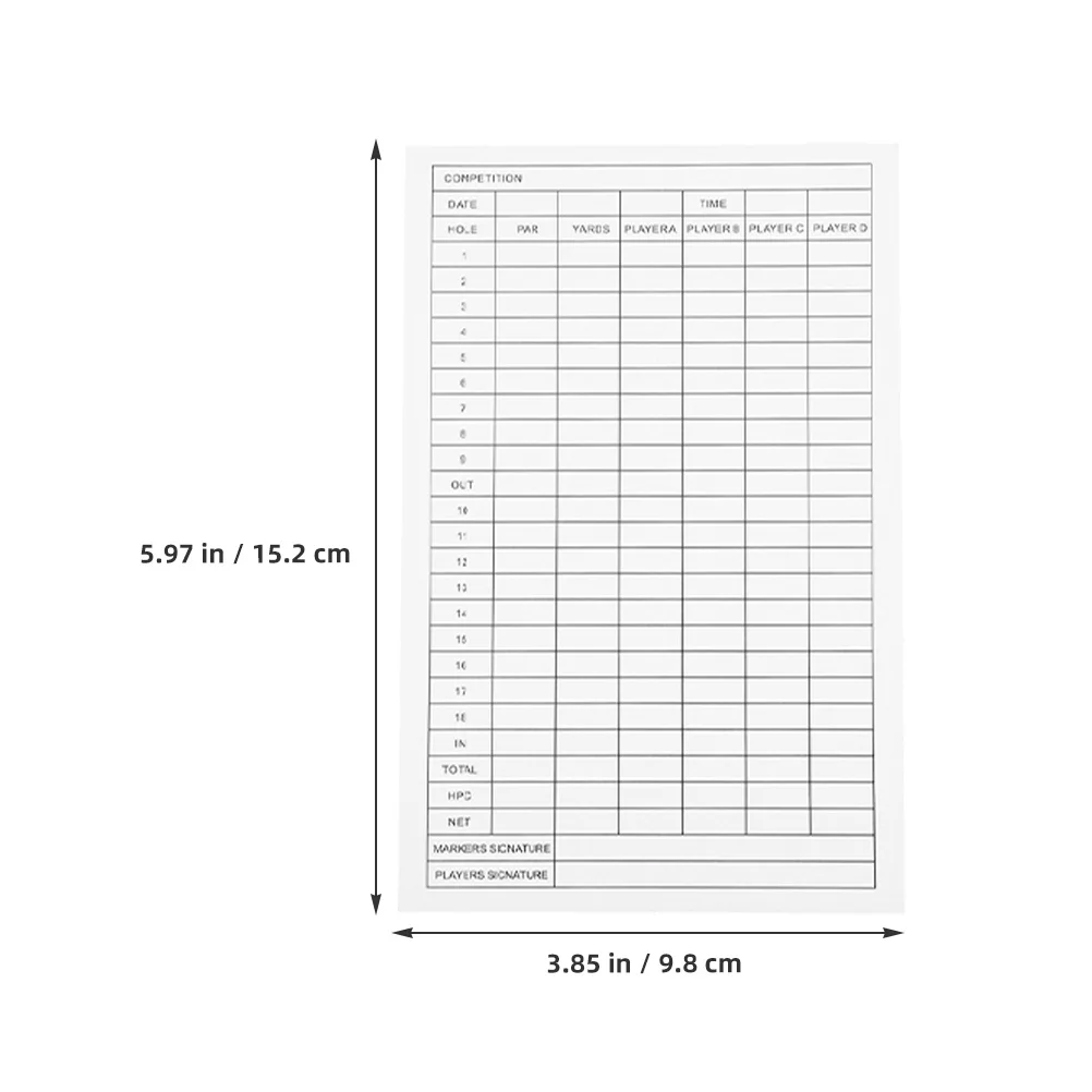 5Pcs Score Recording Cards Golf Sheets Durable Coated Paper Portable Scorecards for Sports Match Recording Golfs Supplies