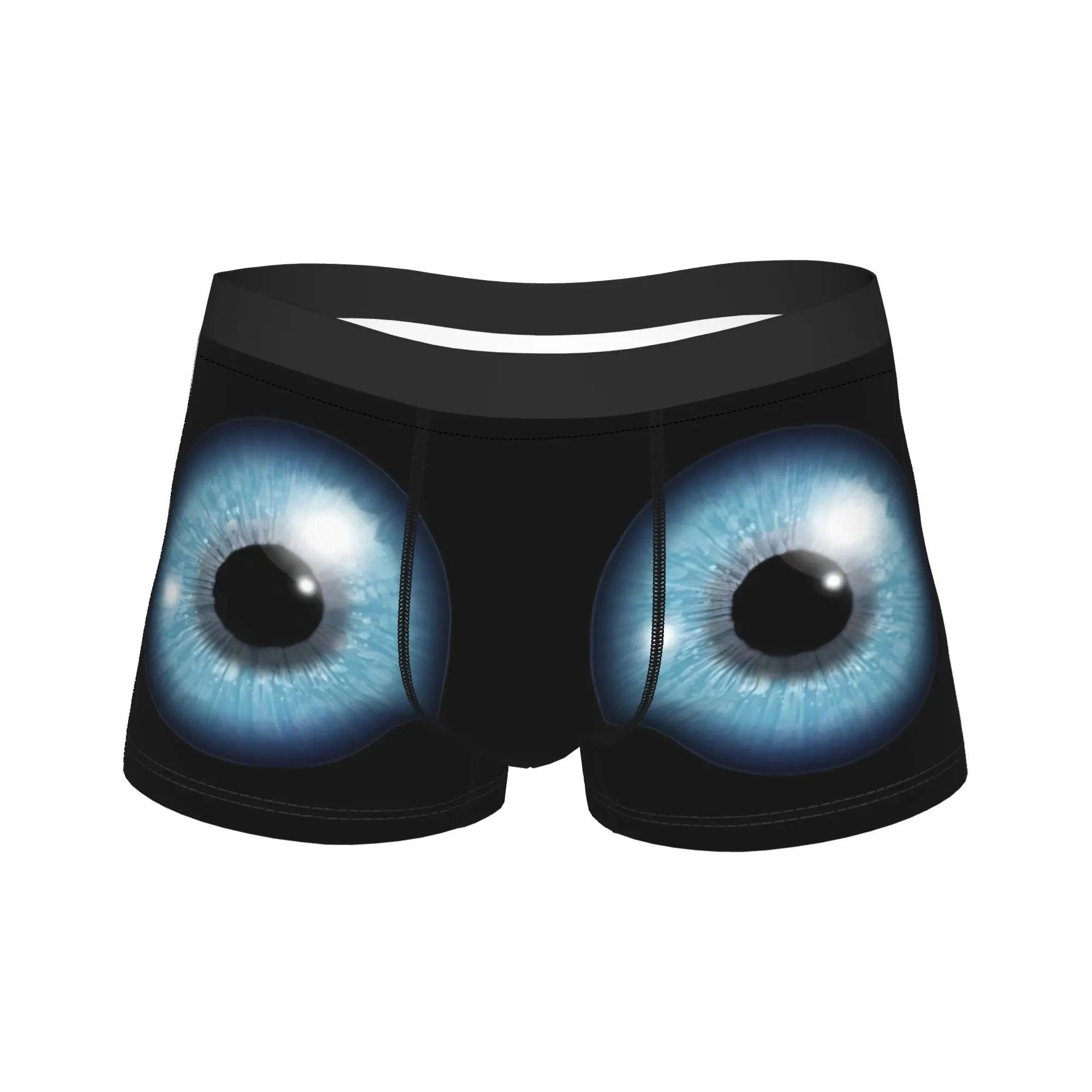 2 Big Blue Eyeballs Boxer Shorts  Pouch Underwear Trenky Custom DIY Shorts Briefs Breathable Male Underpants Large Size