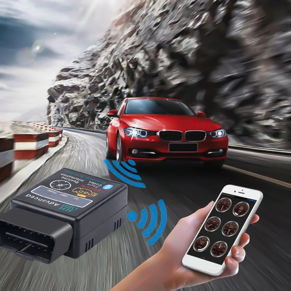 Bluetooth V1.5 Mini Elm327 OBD2 Scanner HH OBDII Car Diagnostic Tool Code Reader 16 Pin Interface Adapter V2.1 For Android