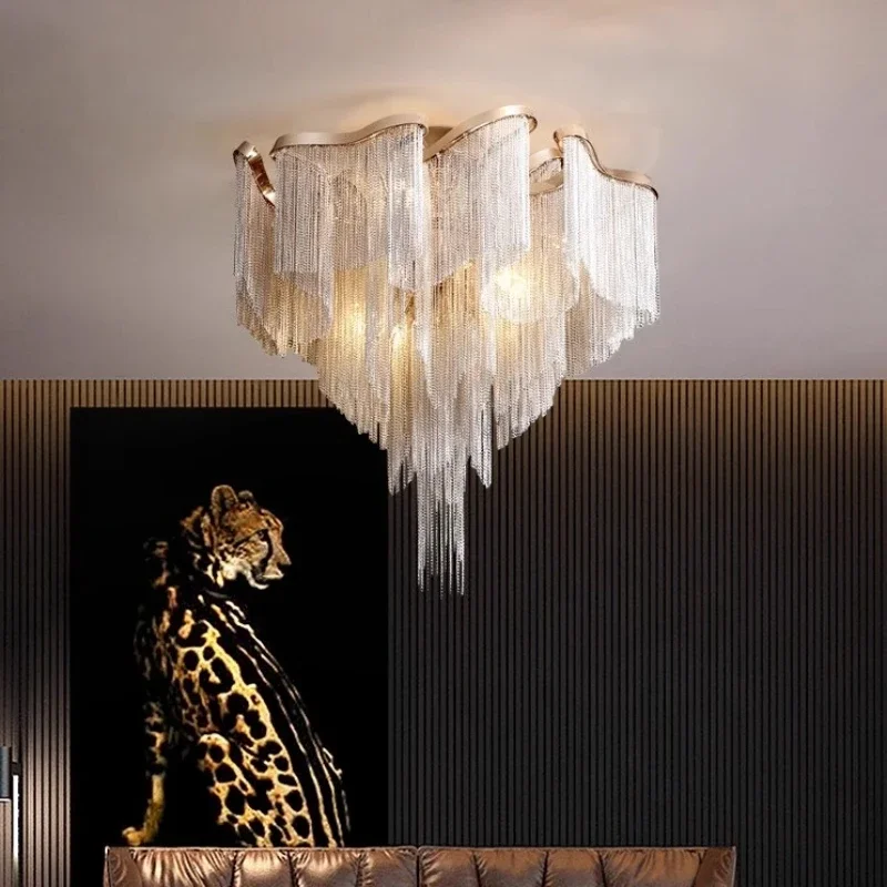 Modern Tassels Ceiling Chandeliers Pendant Lamp Chain Light  Living Room Bedroom Kitchen Villa Home Decorations