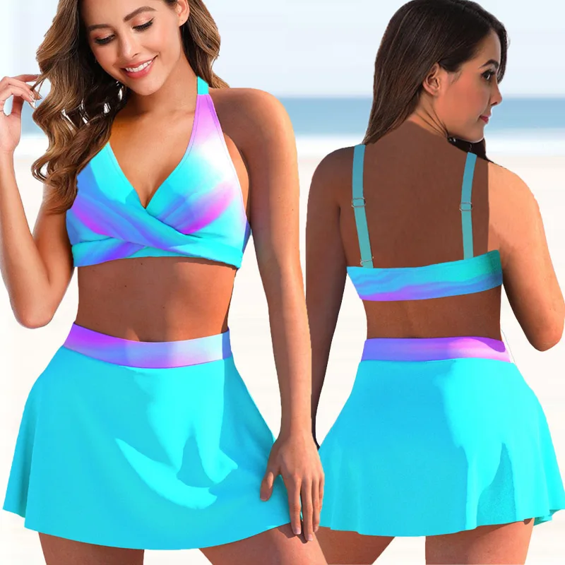 Conjunto de Bikini de dos piezas para mujer, bañador Sexy de talla grande, Tankini de cintura alta, traje de baño de verano, 2022