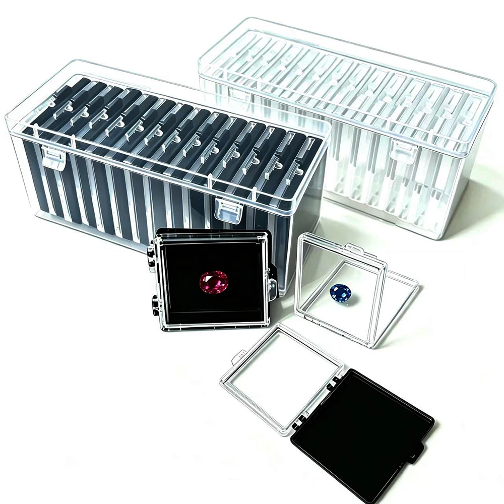 14Pcs Loose Diamond Jewelry Storage Box Gems Stone Organizer Sticky Rhinestone Showcase Zircon Gift Box Gemstone Packaging Boxes