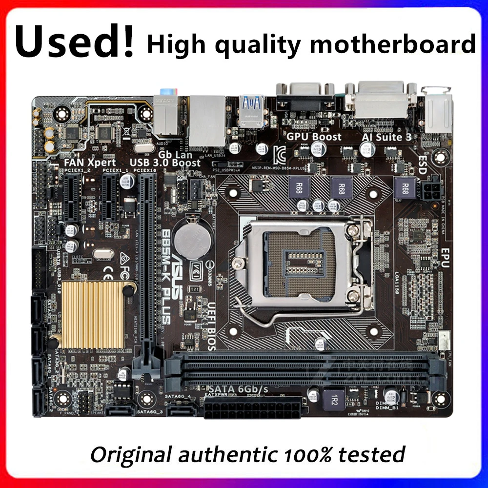 

For Asus B85M-K PLUS Desktop Motherboard B85 LGA 1150 For Core i7 i5 i3 SATA3 USB3.0 Original Used Mainboard