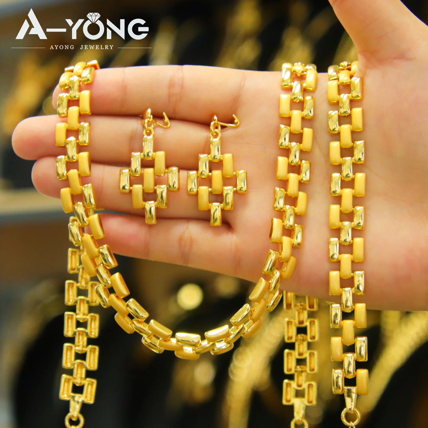Äthiopisches Brautschmuck-Set, 24k vergoldet, hochwertige Halskette, Armband, Ohrringe, arabischer Schmuck für Damen, für Veranstaltungen und Partys – Detail 6
