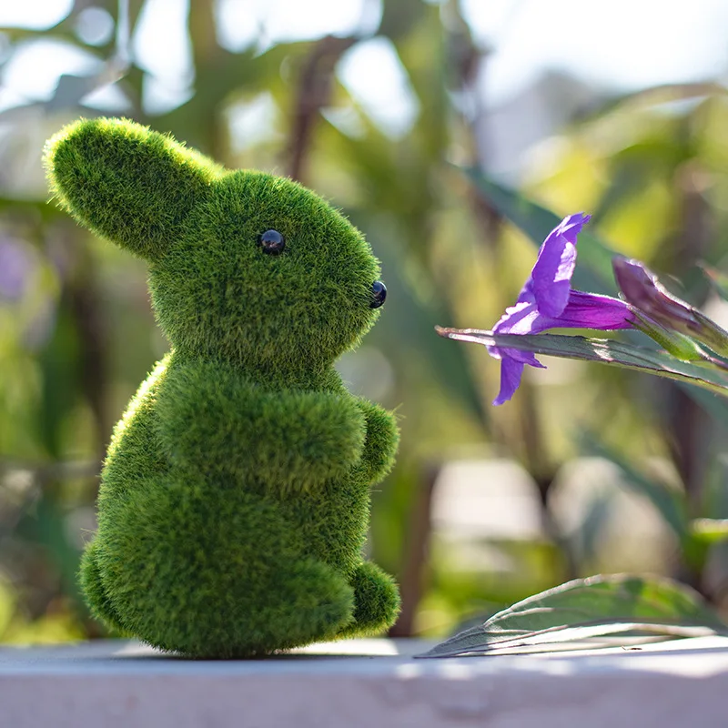 

European resin simulation plush rabbit home garden Christmas decoration