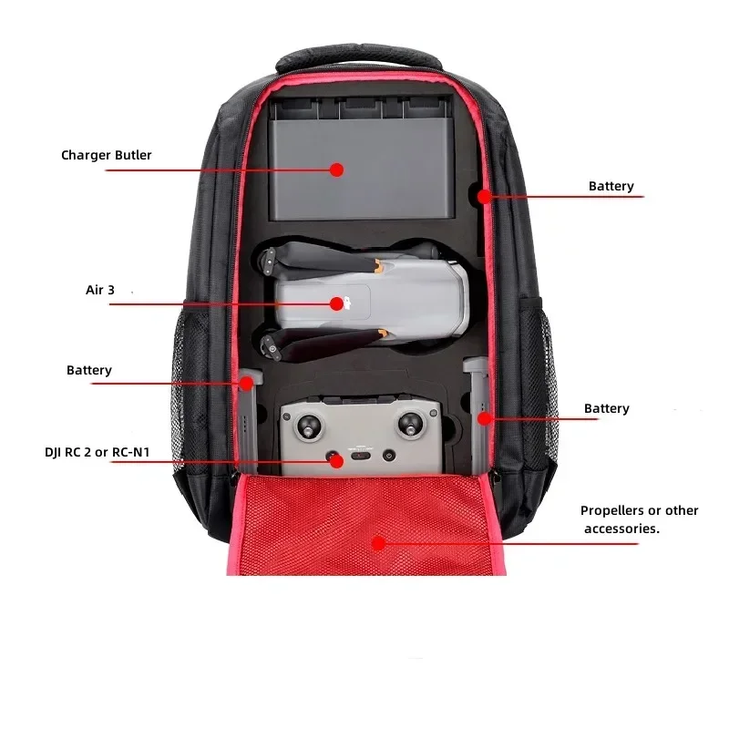 Nylon Waterproof Backpack for Air 3 DJI RC 2 RC-N2 Remote Control Battery Charger Spare Parts Portable Case Drone Accessories