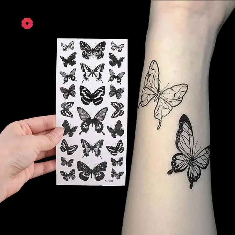 1 Sheet Waterproof Temporary Tattoo Sticker 3D Butterfly Fake Tattoo Flash Transfer Tatoo Leg Arm Hand Foot for Women Body Art