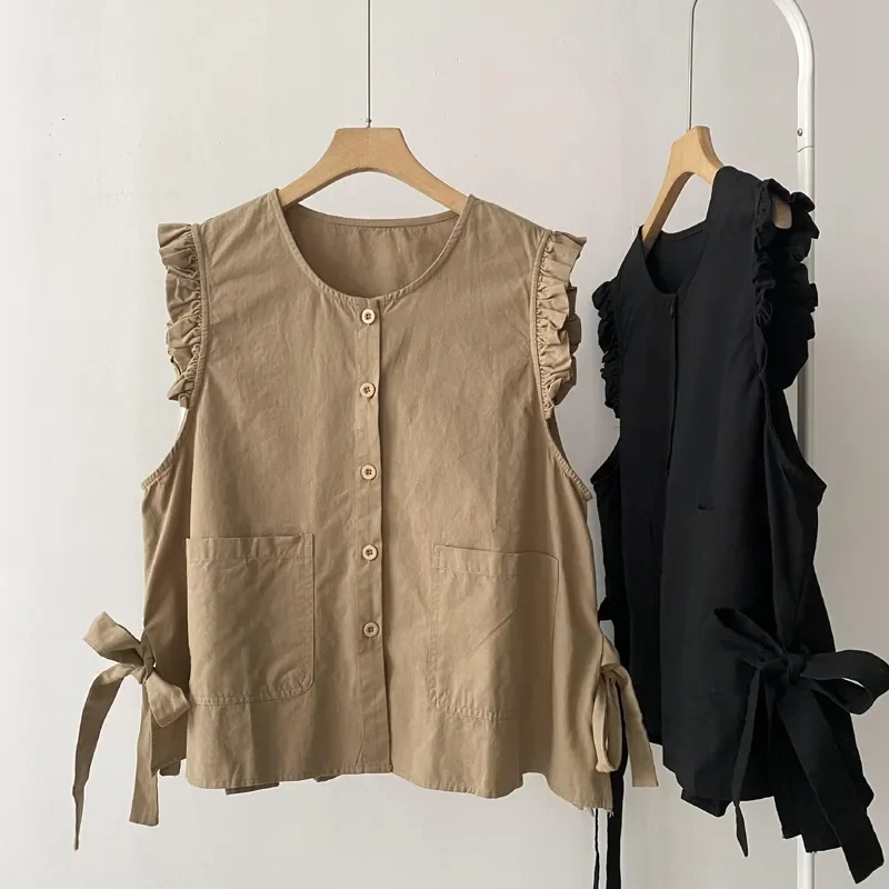 

Spring New Fashion Popularity Cardigan Bow Tie Coat Summer Loose and Versatile Shoulder Women's Korean Chic Lacing Top