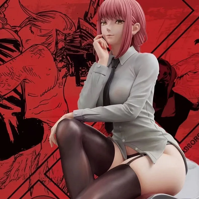New 25cm Chainsaw Man Anime Figures Makima Figure Sitting Posture Pvc Statue Room Ornament Collection Model Toys Birthday Gifts - view 4