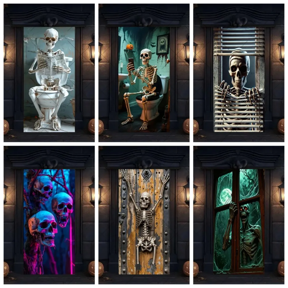 

Halloween Horror Skull Pumpkin Theme Banner Decoration Background, Halloween Horror Party, Home Decoration Photography Backdrop