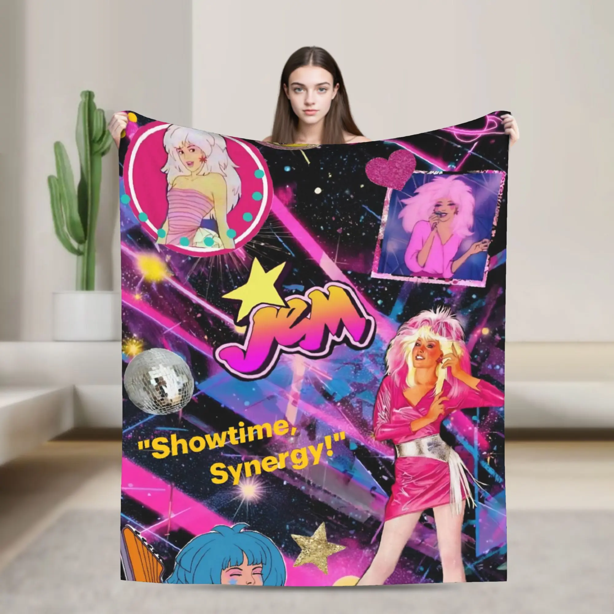 Jem And The Holograms Throw Blanket for Couch  Fuzzy Soft Plush Blanket 50x60 Inch Multi-size Bedspread for All Seasons