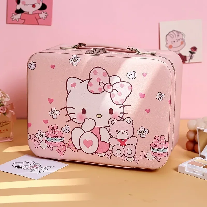 Miniso Sanrio Cosmetic Bag Hello Kitty My Melody Kuromi Cinnamoroll Women Toiletries Organizer Waterproof Makeup Bag With Mirror