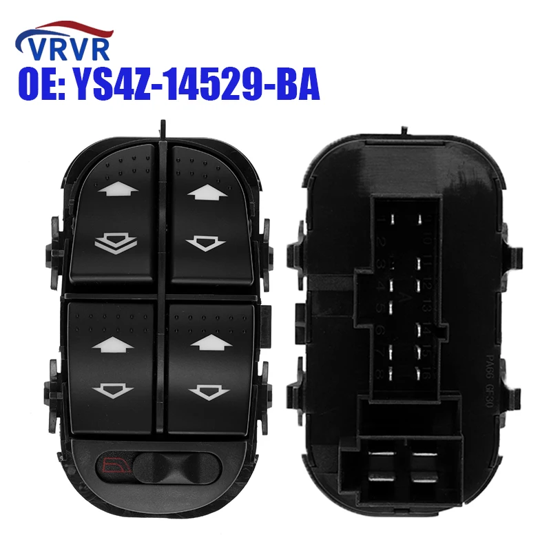 VRVR YS4Z-14529-BA 4+11 Pins New Electric Power Master Window Switch 7S4Z14529A 7S4T-14A132-AA 901-330 For Ford Focus 2000-2007