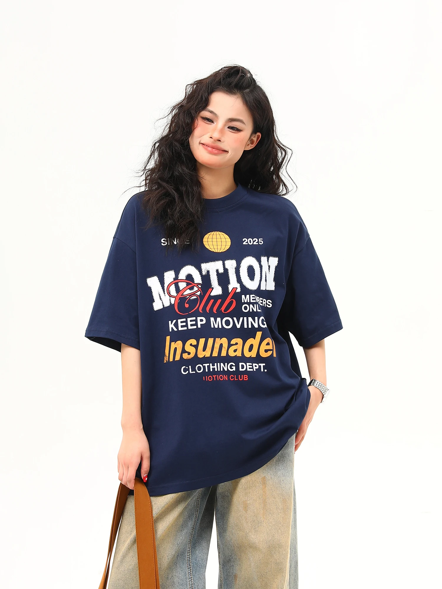 

Wild Aziz American Retro Sport Sle Letter Print ort Sve T-irt ex Summer Versatile Couple Top Trendy Streetwear