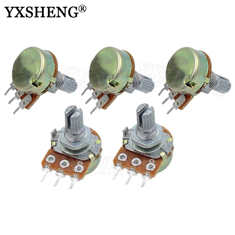 ตัวต้านทานโพเทนชิโอมิเตอร์หมุนแบบ3ขา5K 10K 20K 50K 100K 500KΩ 15มม. 3ขา5ชุด AG2สีขาว5ชุด