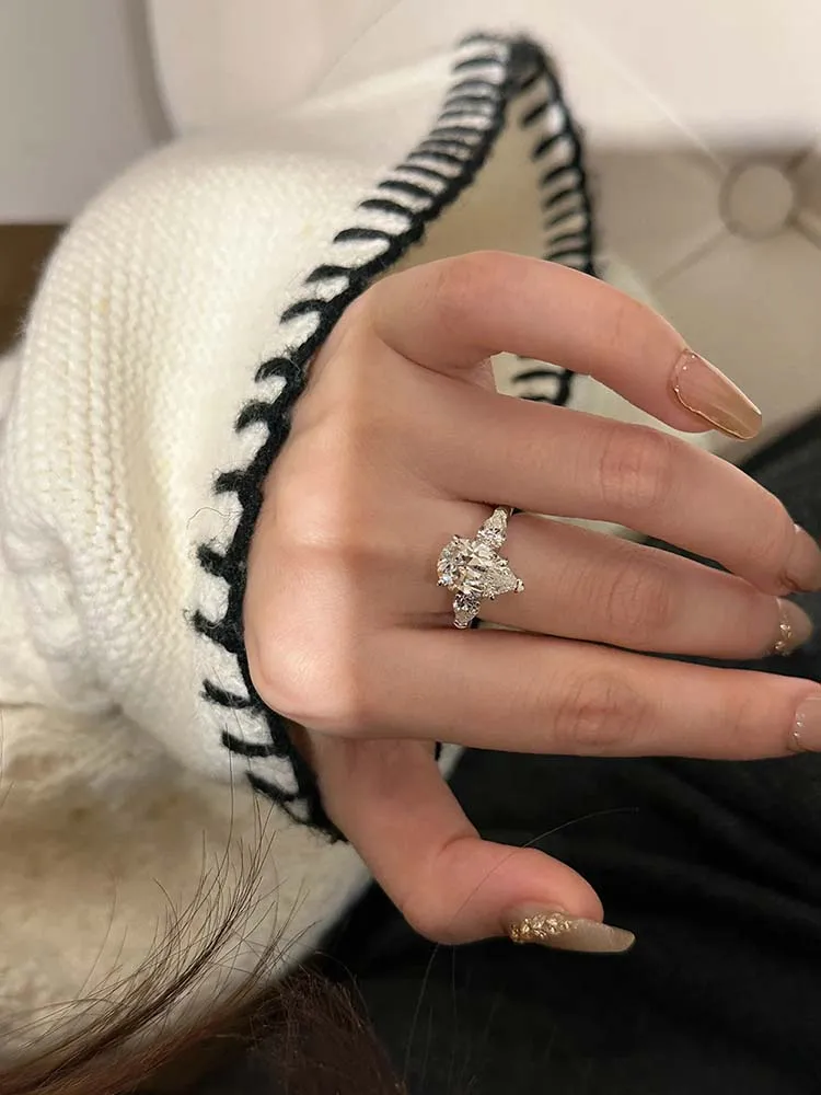 1-5CT peer geslepen miossaniet ring GRA gecertificeerd 925 sterling verzilverd 18K D VVS1 Lab diamanten bruiloft verlovingsband voor vrouwen - afbeelding 2